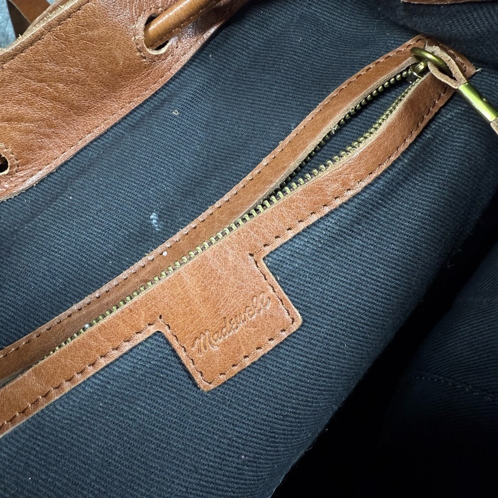 Madewell The Transporter Run Sack Brown Leather Backpack Bag Read Below - Picture 10 of 11